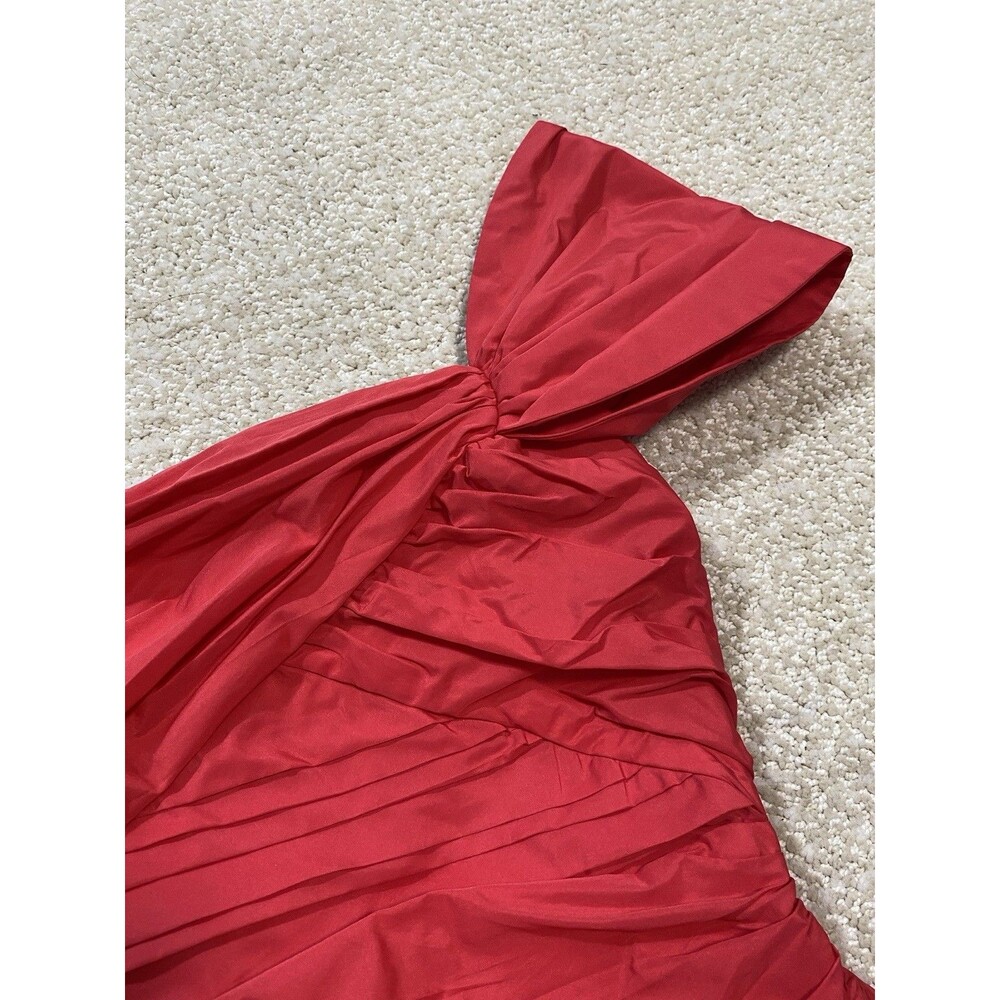 Zara Bright Red One-Shoulder Ruched Mini Dress Size S - Picture 4 of 16